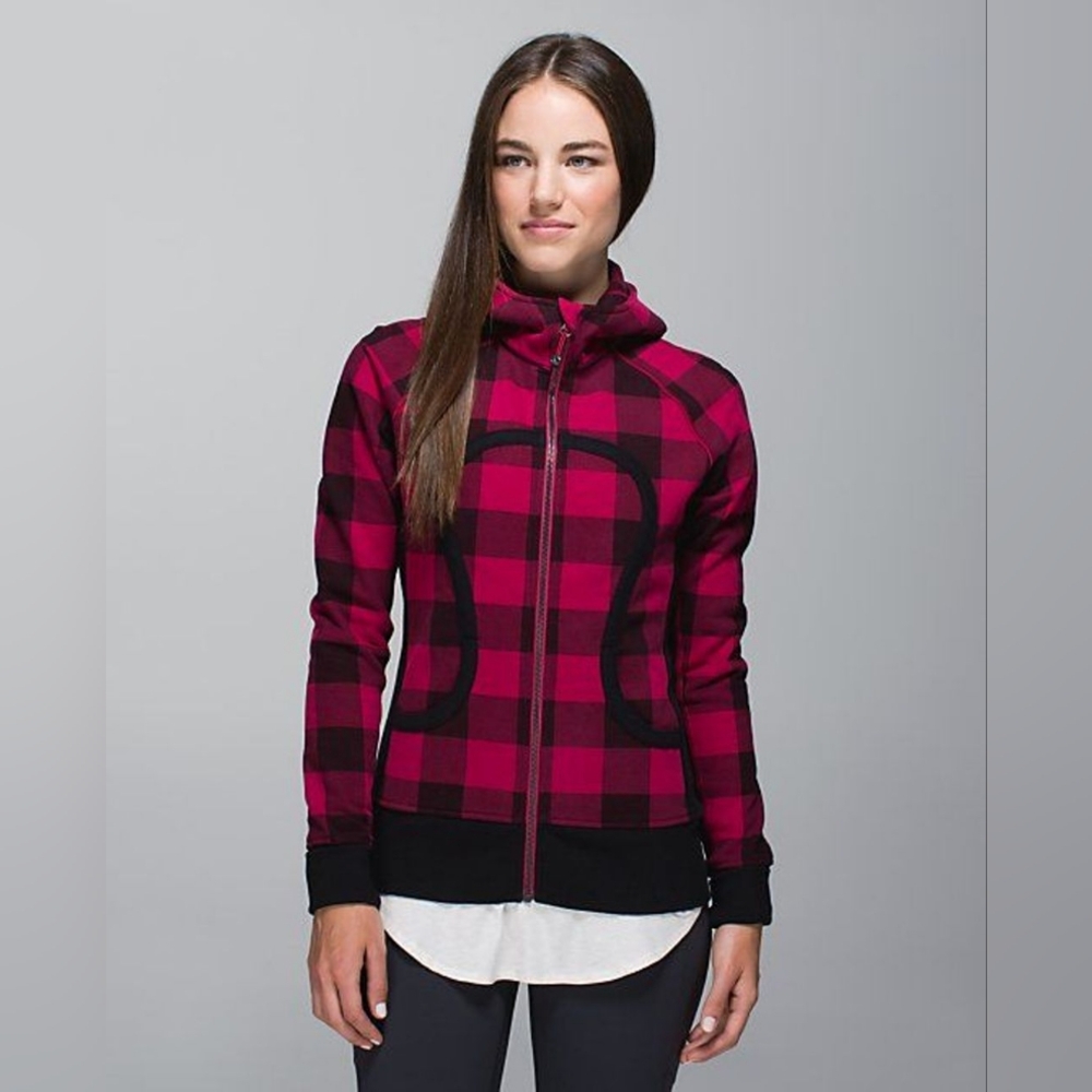 Rare Women's Pink Plaid Zip-Front Hoodie